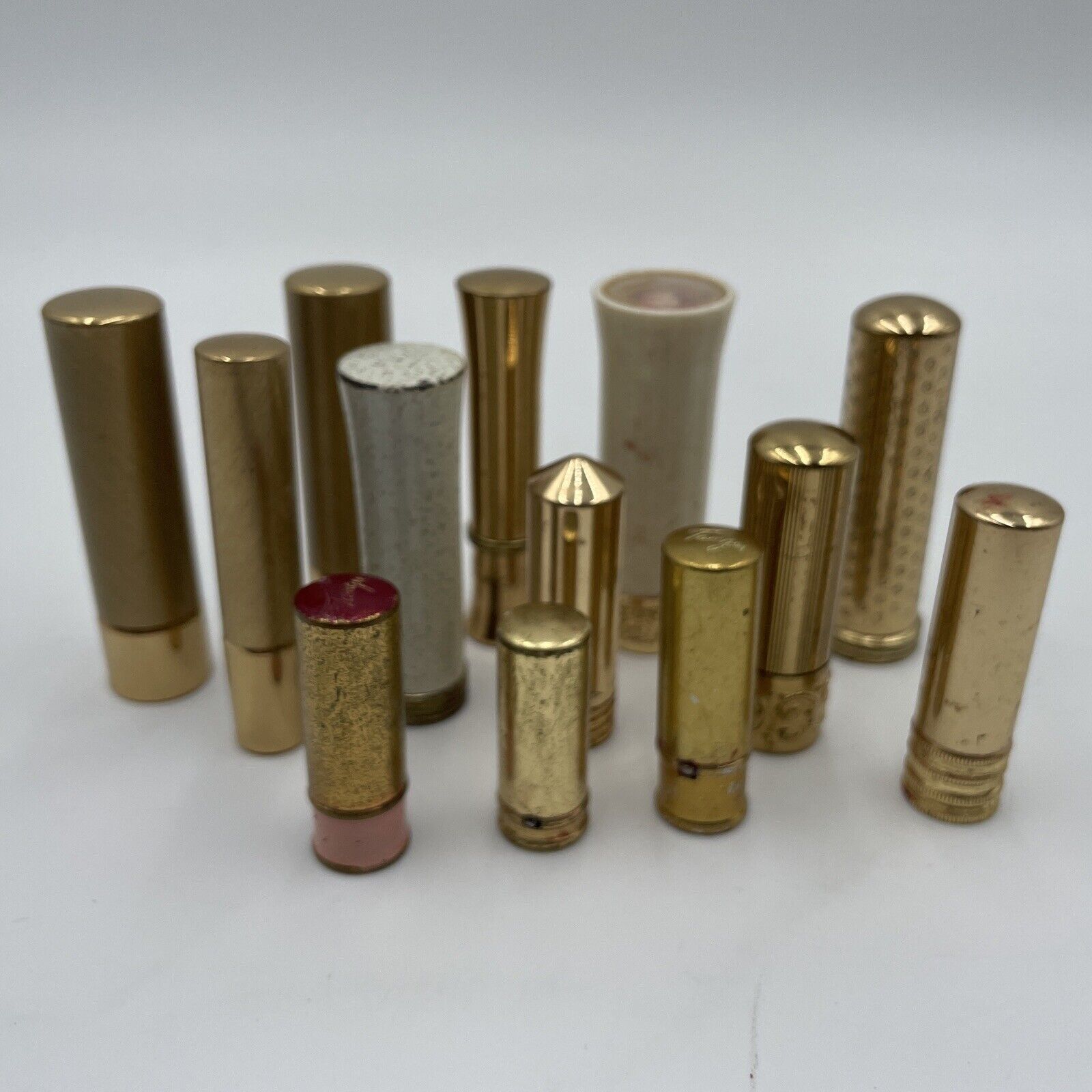 Lot of 13 Vintage Brass Lipstick Cases from the 1940s 50s Estée Lauder Tangee