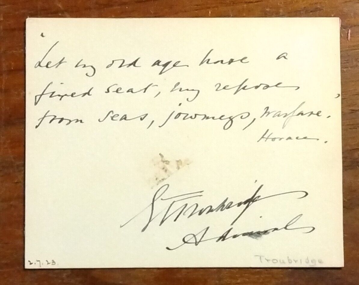 Admiral Sir Ernest C. T. Troubridge (1862-1926) Signed & Inscribed Card