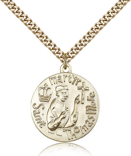 Saint Thomas More Medal For Men - Gold Filled Necklace On 24 Chain - 30 Day ...