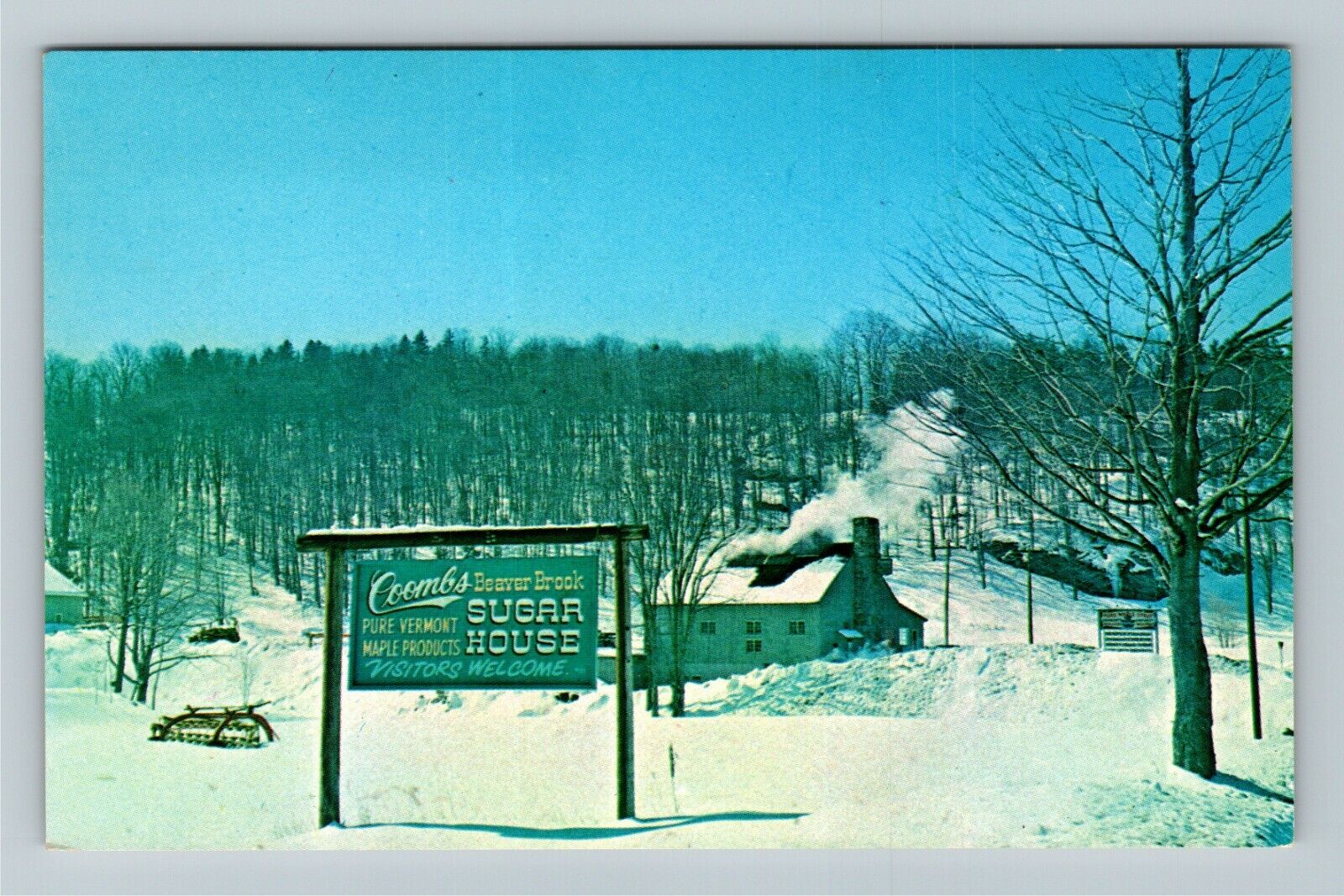 Wilmington VT-Vermont, Coomb\'s Beaver Brook Sugarhouse, Sign, Vintage Postcard