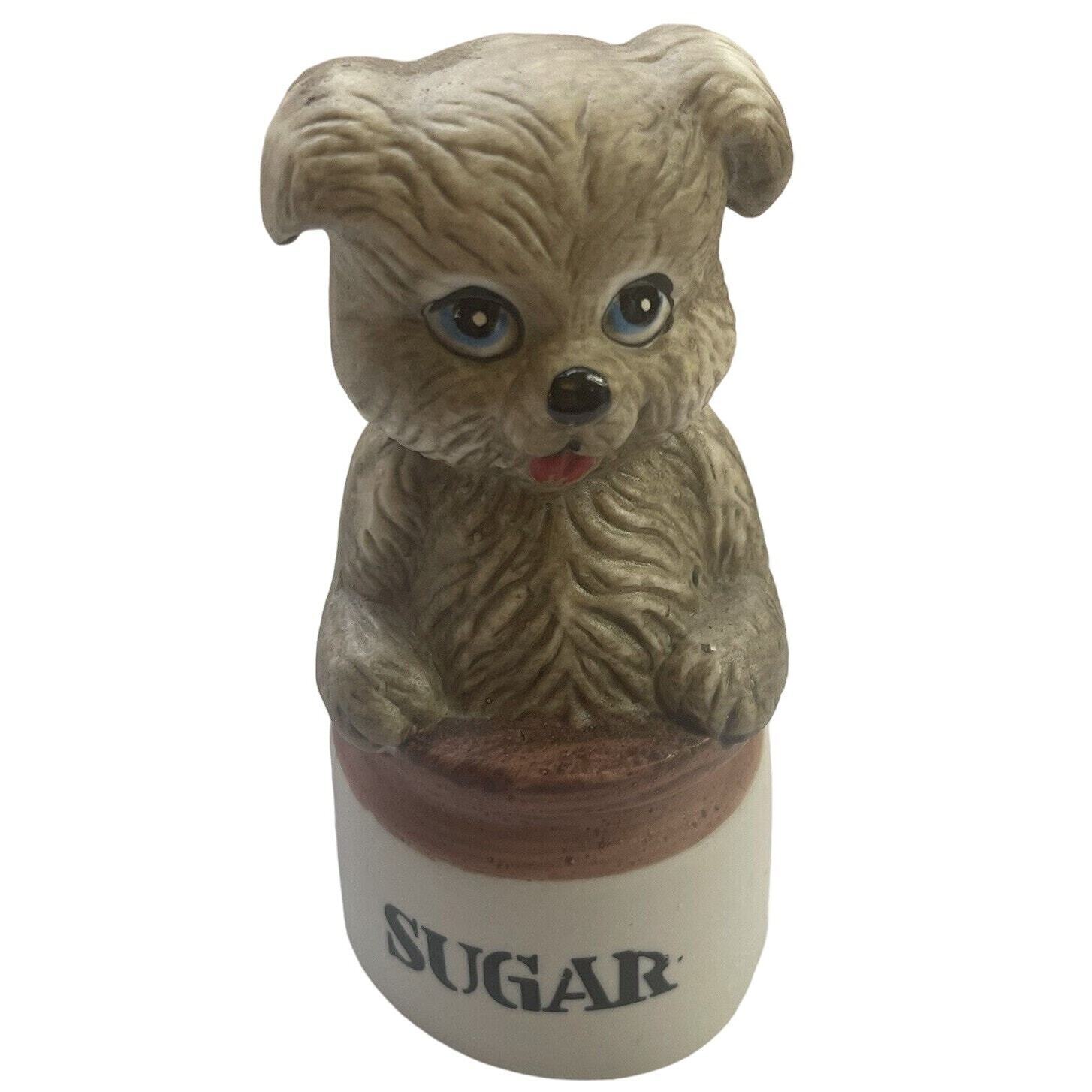 Vintage 1980s Jasco Critter Bells Sugar Cute Puppy Dog Bisque Porcelain Ceramic