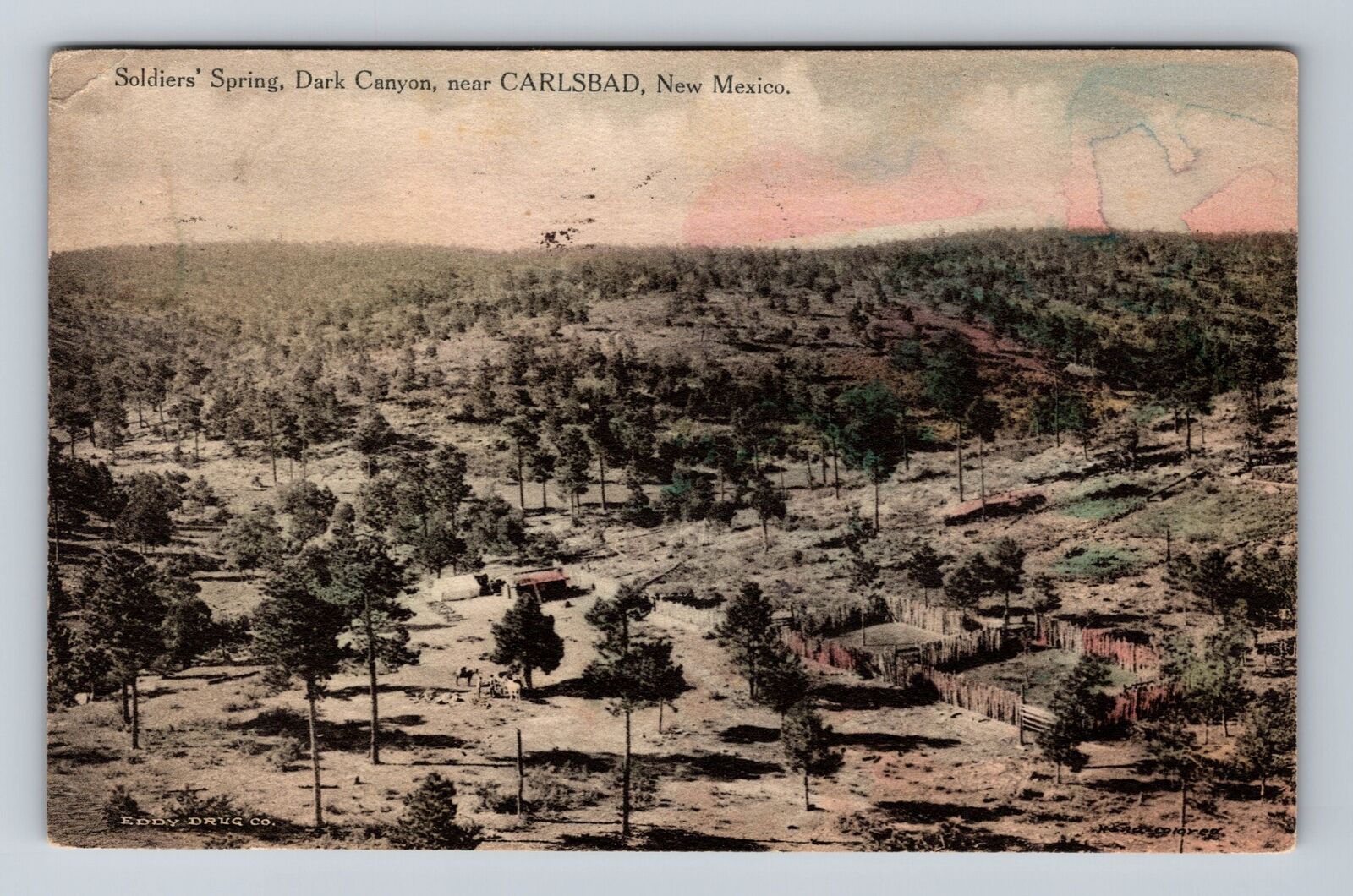 Carlsbad NM-New Mexico, Soldiers\' Spring, Antique, Vintage c1928 Postcard