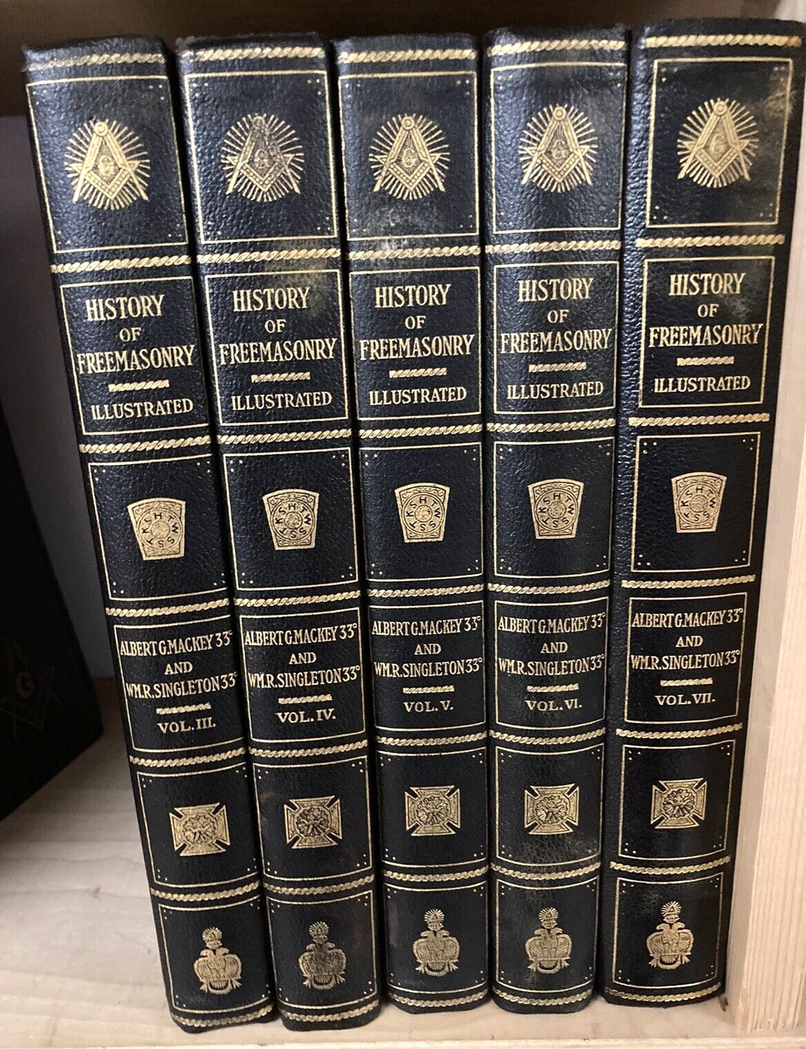 1906 HISTORY of FREEMASONRY-ALBERT MACKEY-ILLUSTRATED-5 of 7 VOLUME SET-CLEAN
