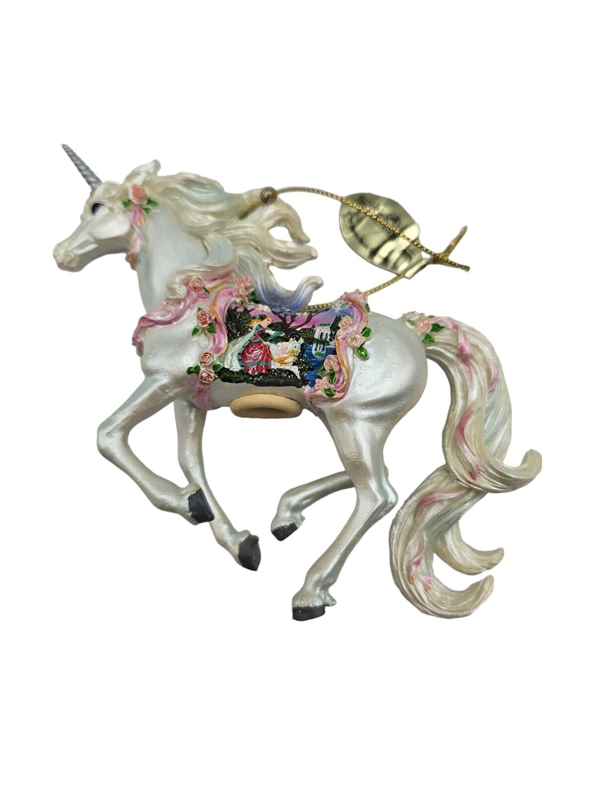 Vtg Ashton Drake Galleries Unicorn Christas Ornament Hand Painted NEW Princess
