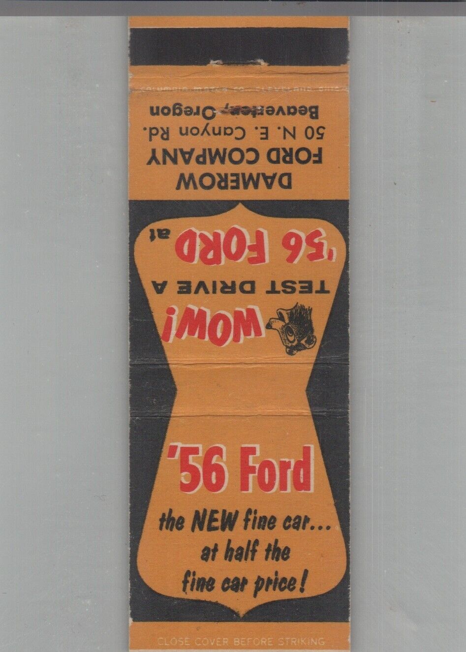Matchbook Cover 1956 Ford Dealer Damerow Ford Company Beaverton, OR