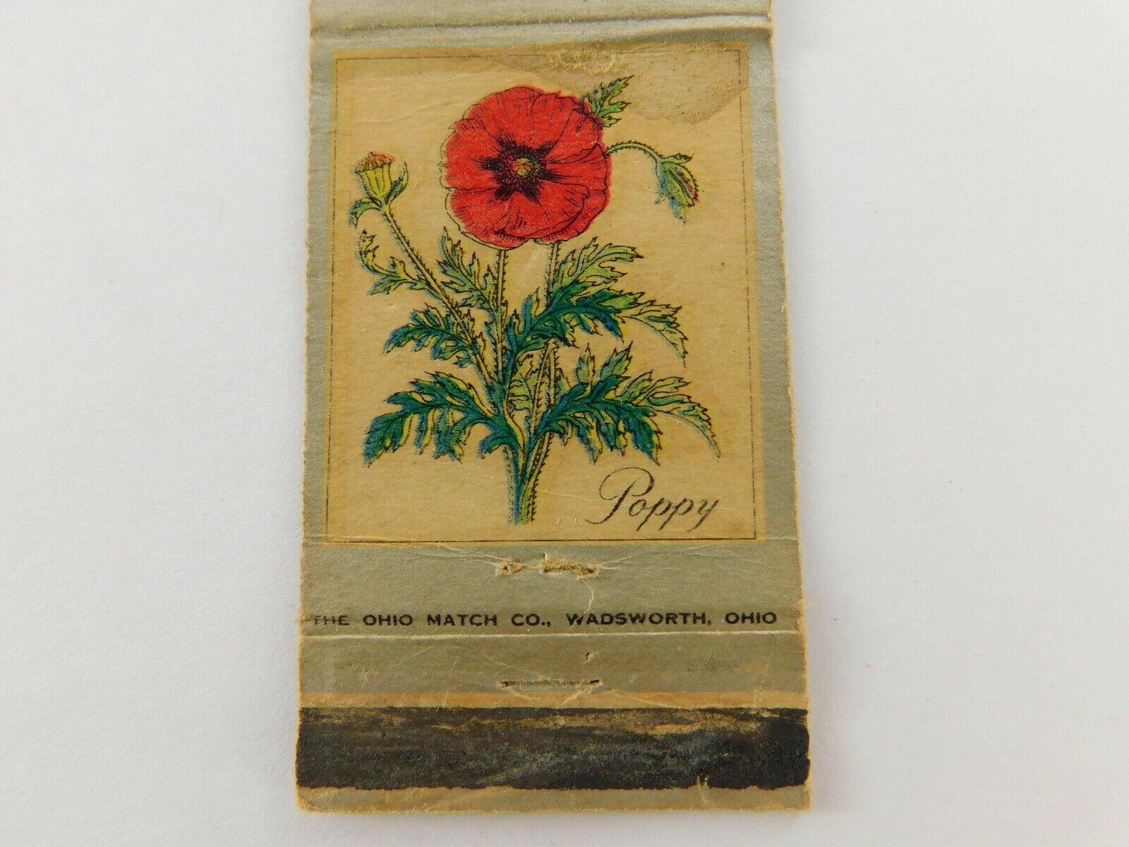 Poppy Flower Floral Vintage Matchbook Cover