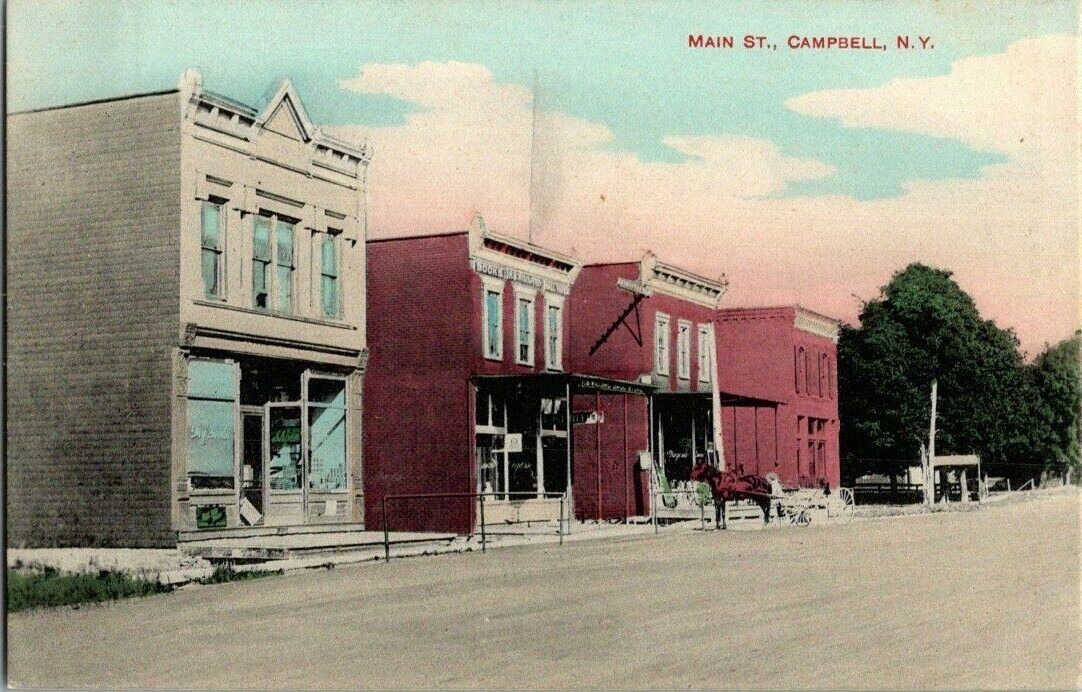 1908. MAIN STREET. CAMPBELL, NY. SHOPS.. POSTCARD. ZT24