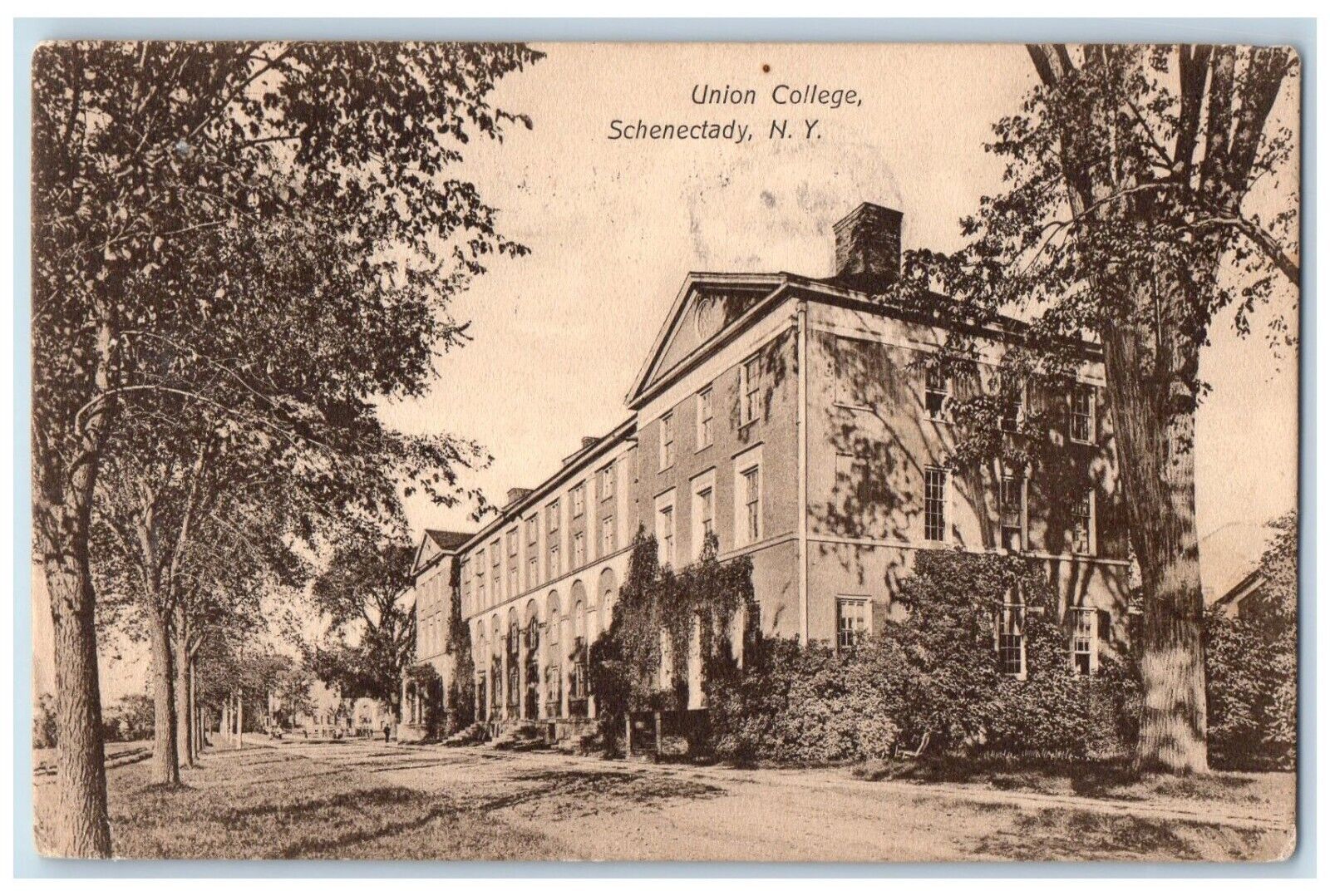 1909 Union College Building Dirt Road Schenectady New York NY Antique Postcard