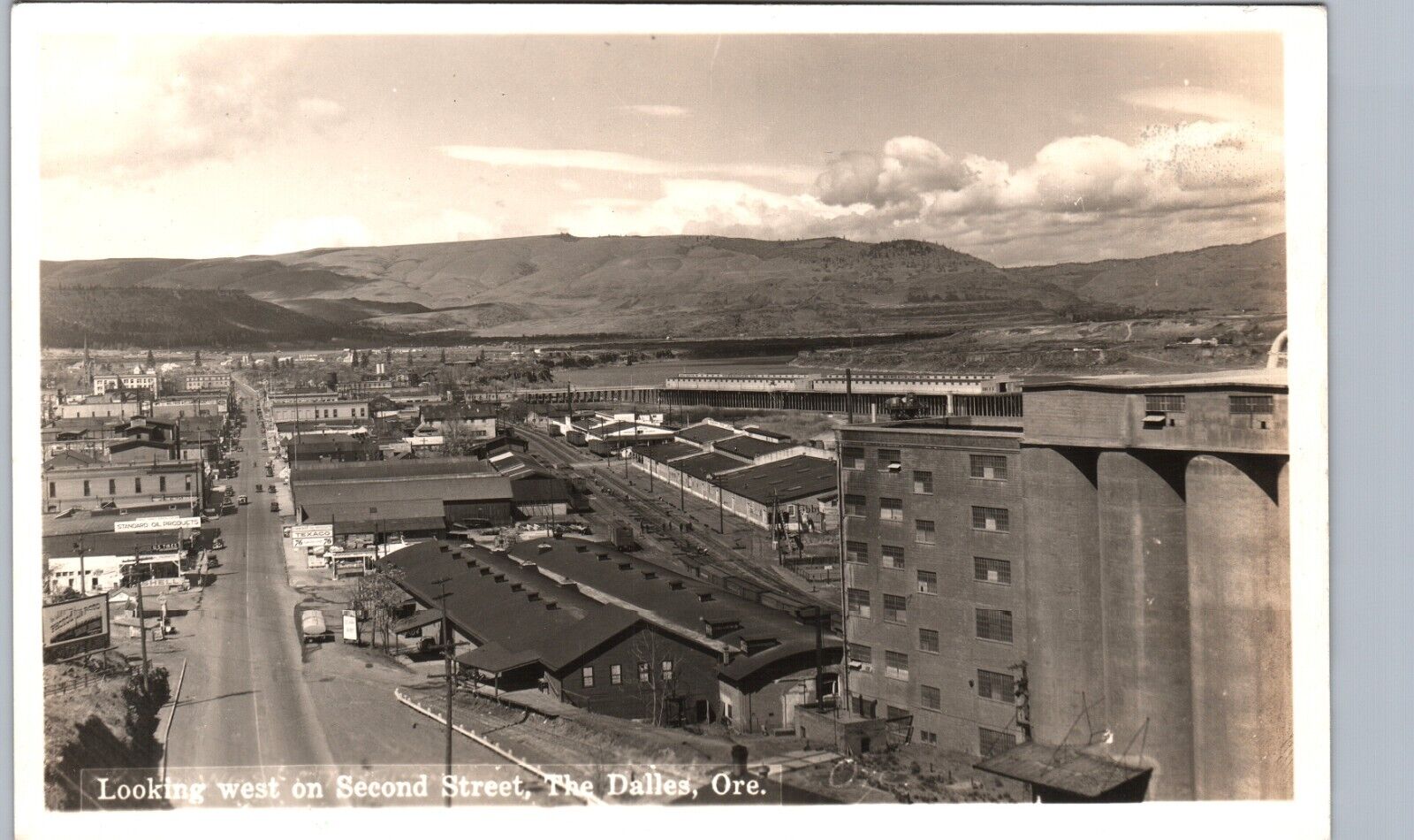 DOWNTOWN 2ND STREET the dalles or real photo postcard rppc oregon history
