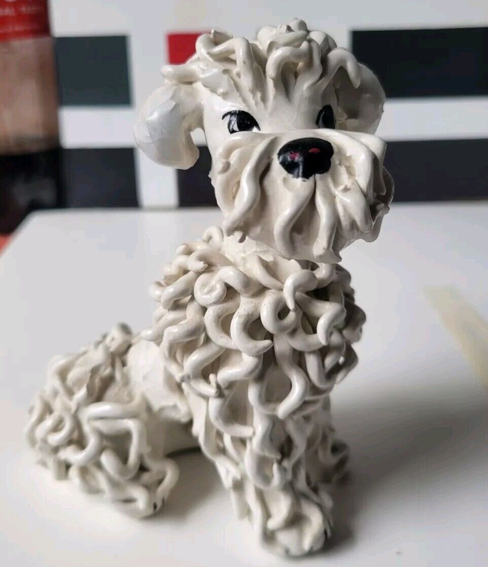 Italian Spaghetti Vintage Mid Century Ceramic Porcelain Poodle Dog Italy 5”