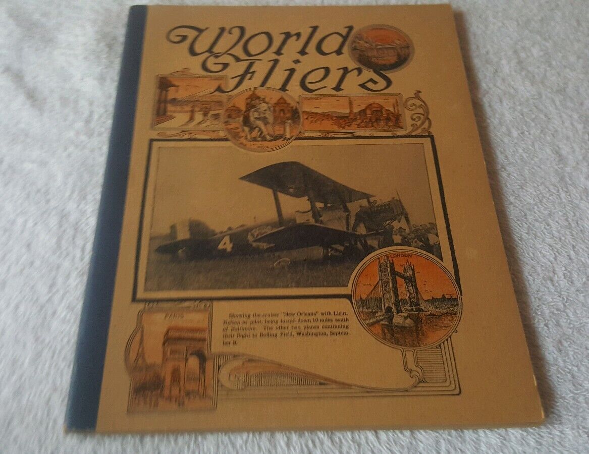 Early 1900s children\'s school notebook WORLD FLIERS beautiful aviation image 