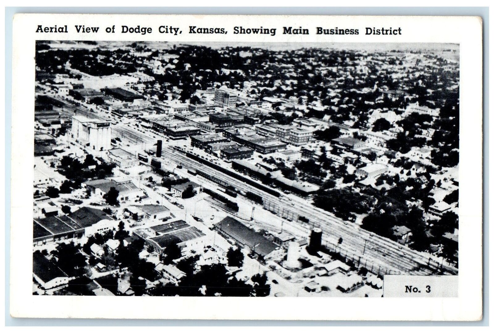 c1960\'s Aerial View Showing Main Business District Dodge City Kansas KS Postcard