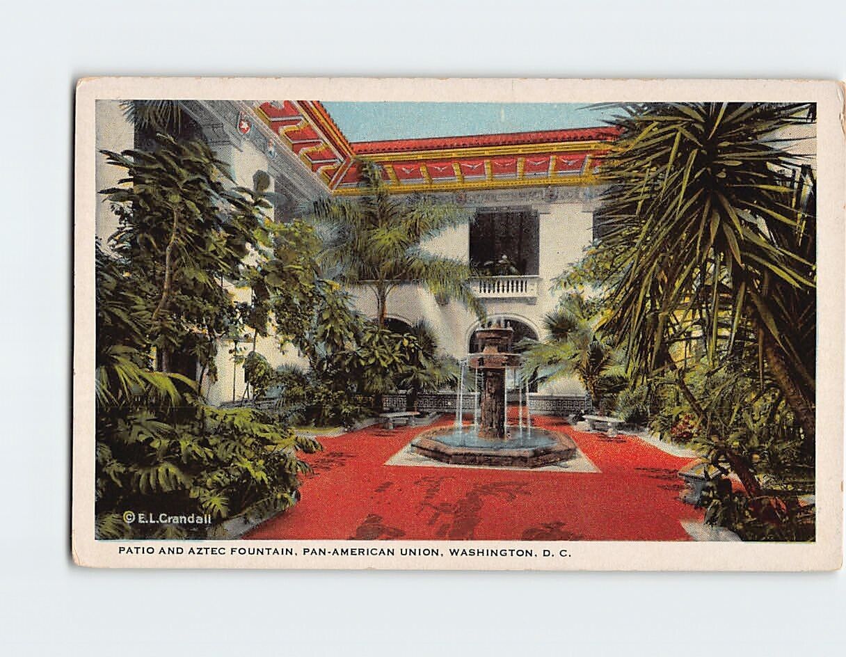 Postcard Patio & Aztec Fountain Pan-American union Washington DC USA