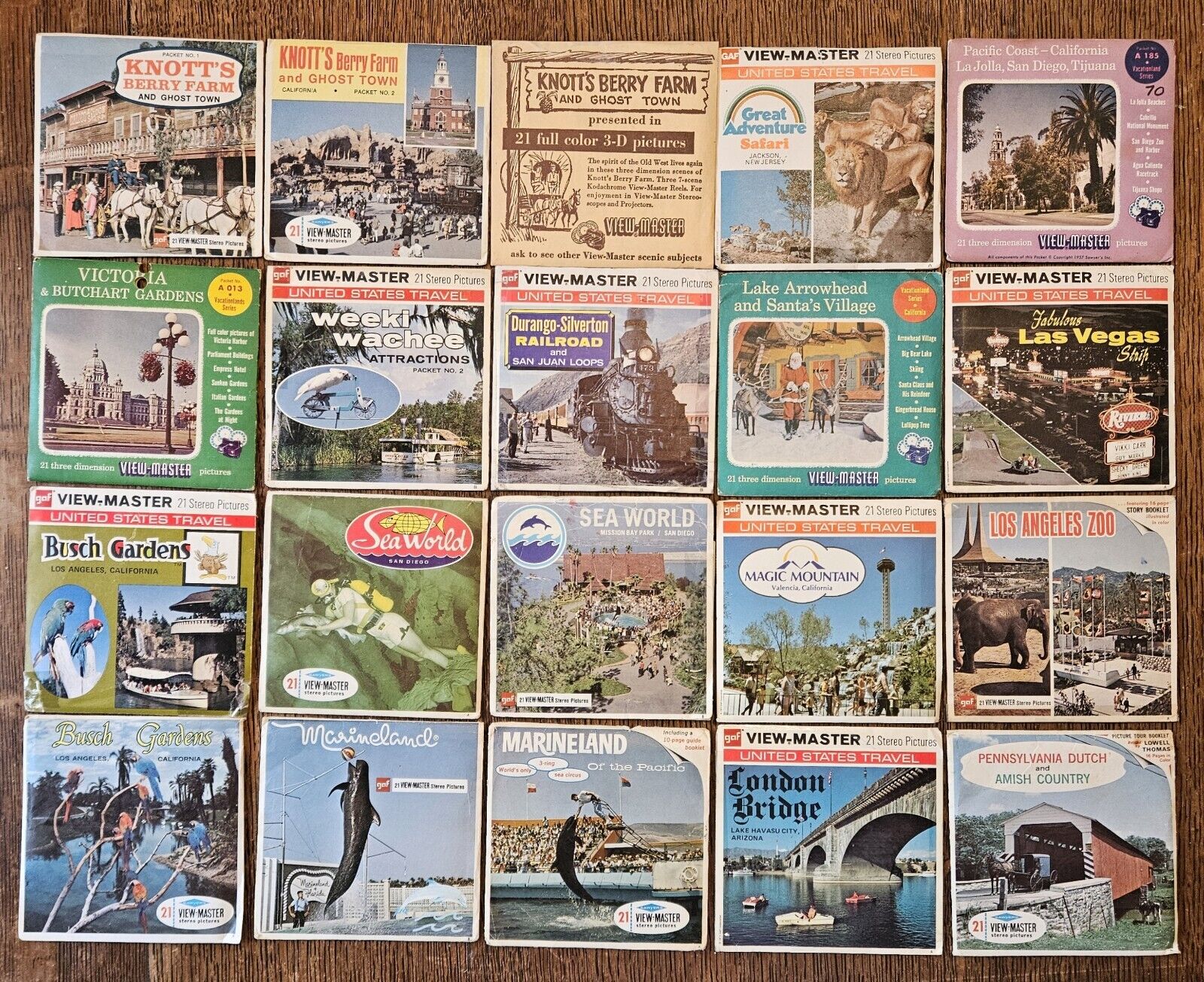 VINTAGE 1960's TRAVEL THEMEPARKS and ROADSIDE ATTRACTIONS VIEW MASTER REELS