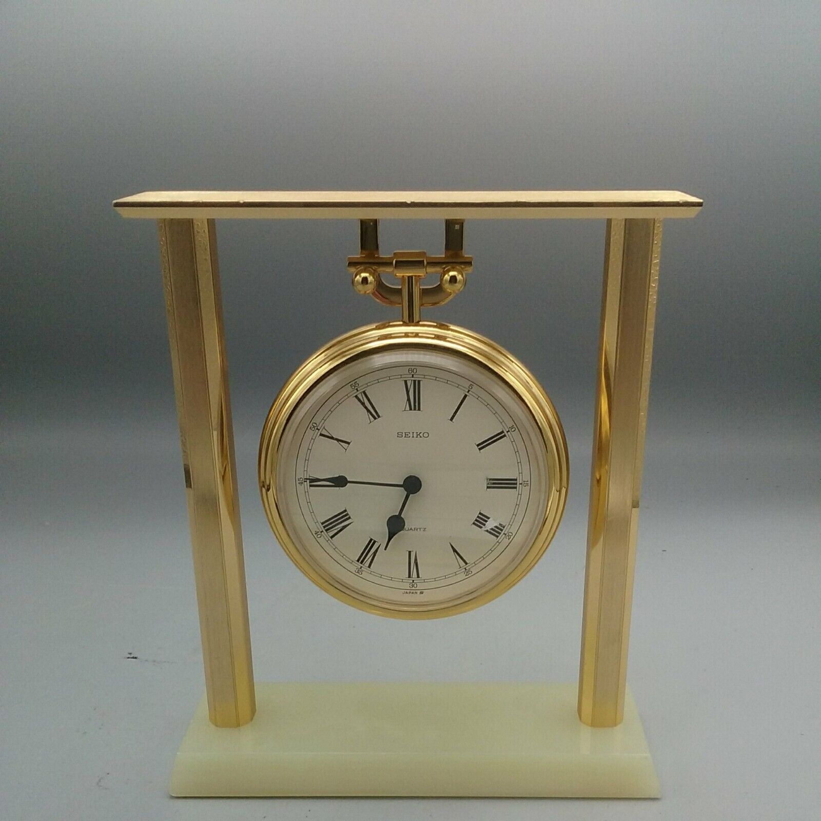 Vintage SEIKO Quartz Brass Table Clock Japan Great Condition Untested