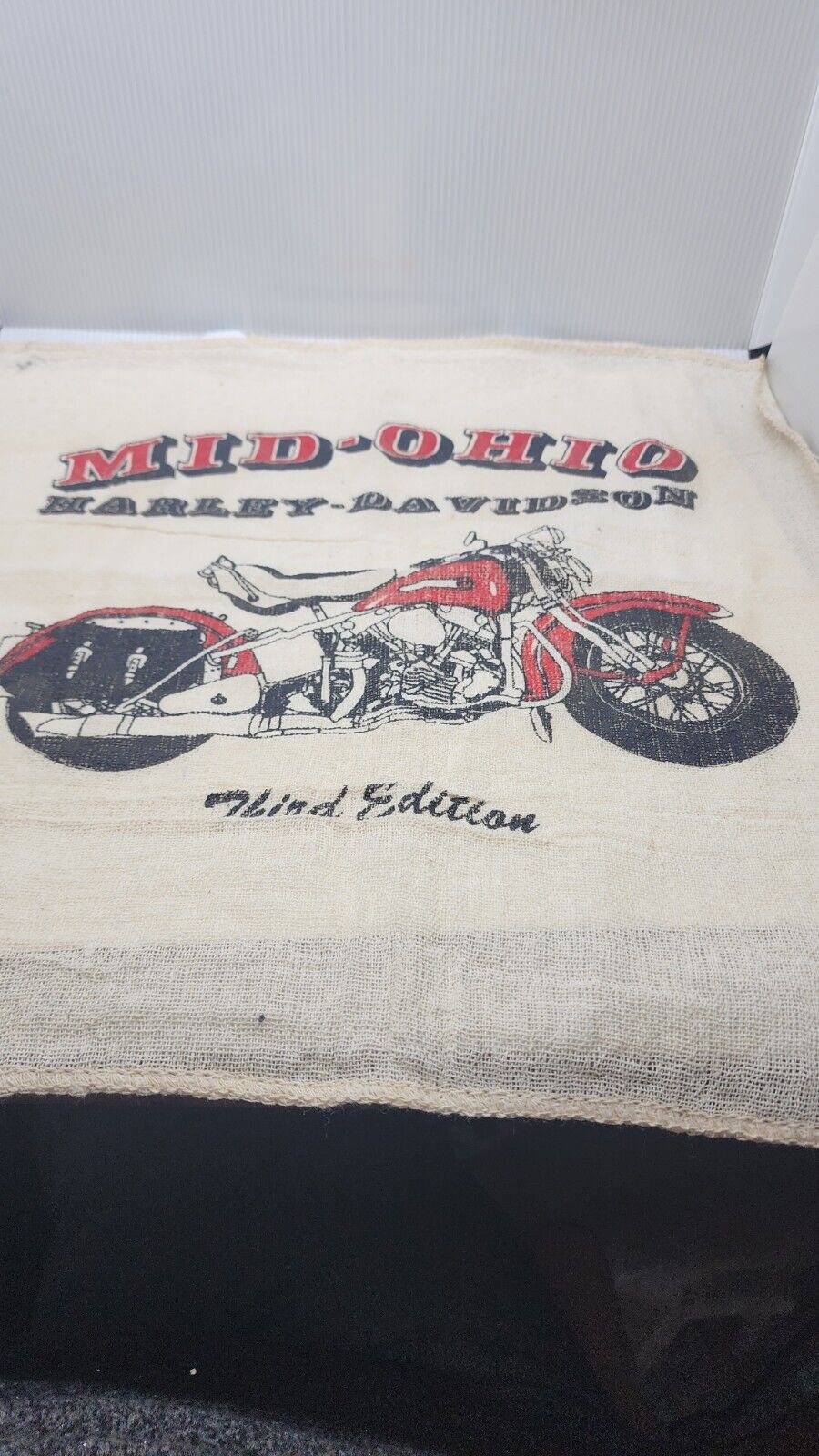 Harley Davidson Mid Ohio Hand Towel Image Red Motorcycle Third Edition RARE