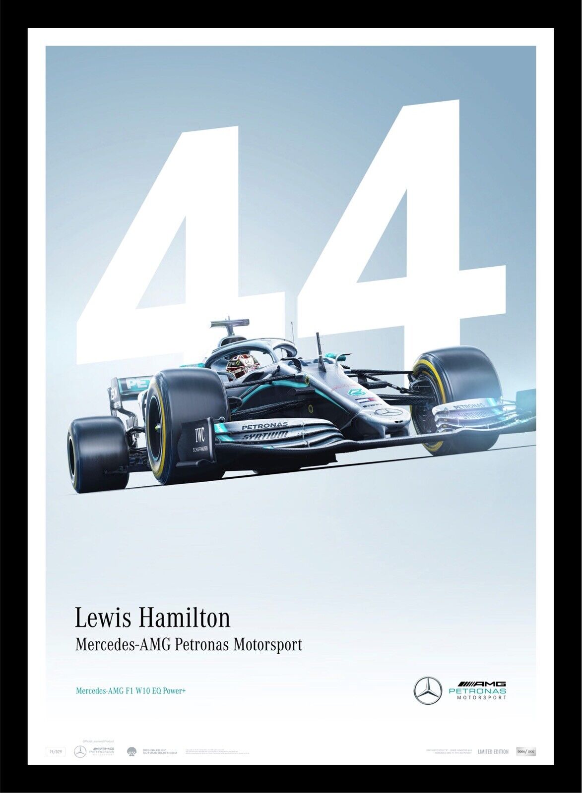 Lewis Hamilton Formula 1 2019 Mercedes AMG Petronas Art Print Poster LtdEd 1000