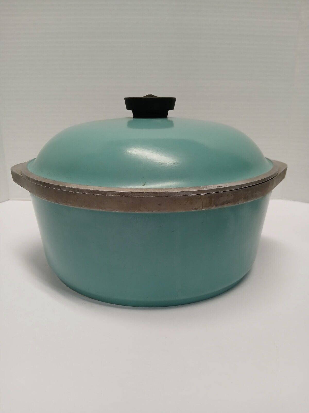 Vintage CLUB ALUMINUM Dutch Oven Roasting Pan w/ Lid Turquoise Cookware