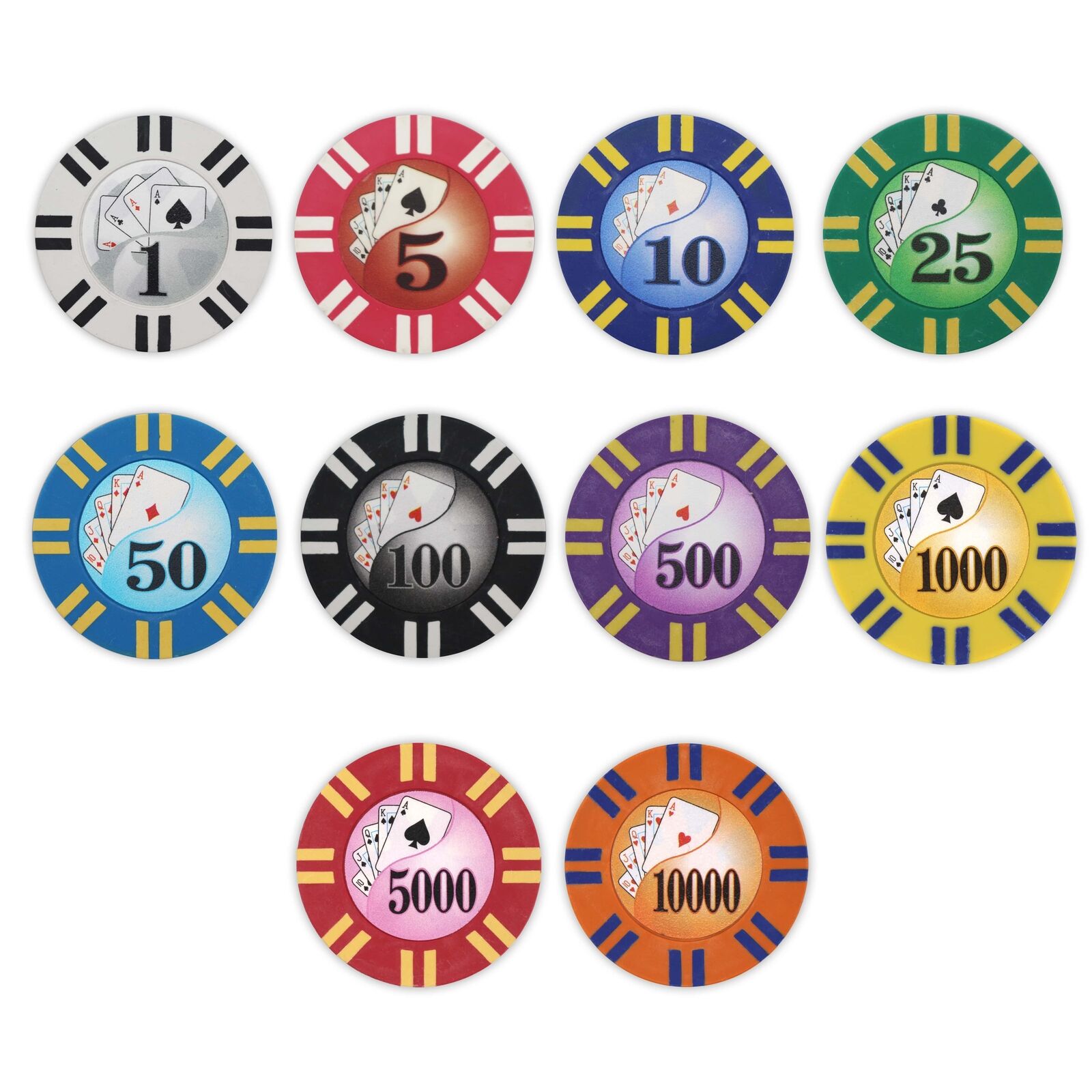 Bulk 1000 Poker Chips 2 Stripe Twist 8 Gram - Pick Your Denominations
