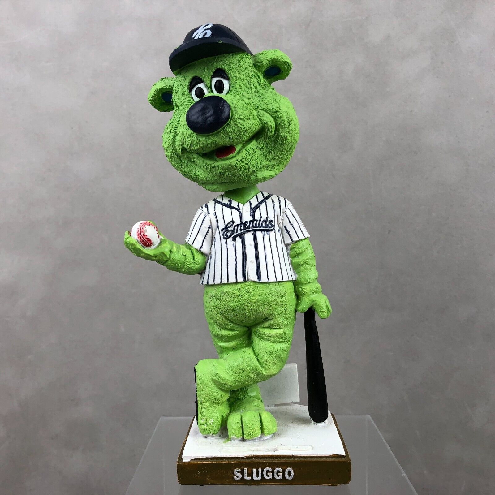 RARE Eugene Emeralds Ems Baseball Sluggo the Bear Mascot Bobblehead Figurine