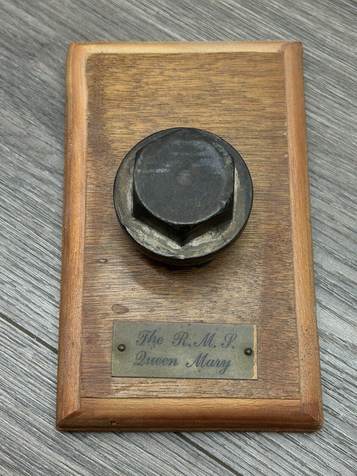 RMS Queen Mary Salvaged Condenser Bolt From Cunard 1934 Display Vintage RARE