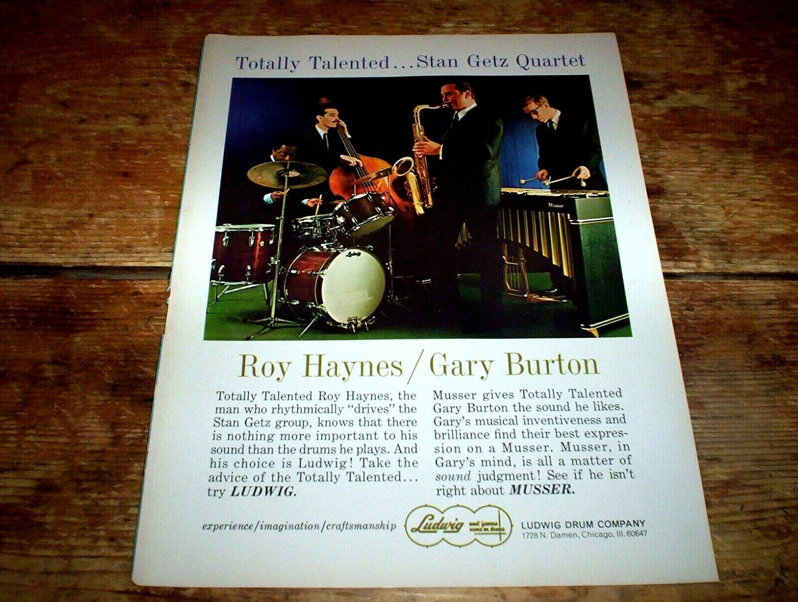 ROY HAYNES stan getz ( LUDWIG DRUMS ) 1967 Vintage US Jazz magazine PROMO Ad NM-