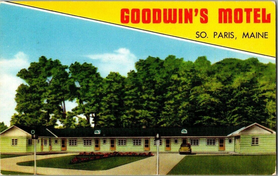 1950'S. GOODWIN'S MOTEL. SO. PARIS, MAINE. POSTCARD. TM21
