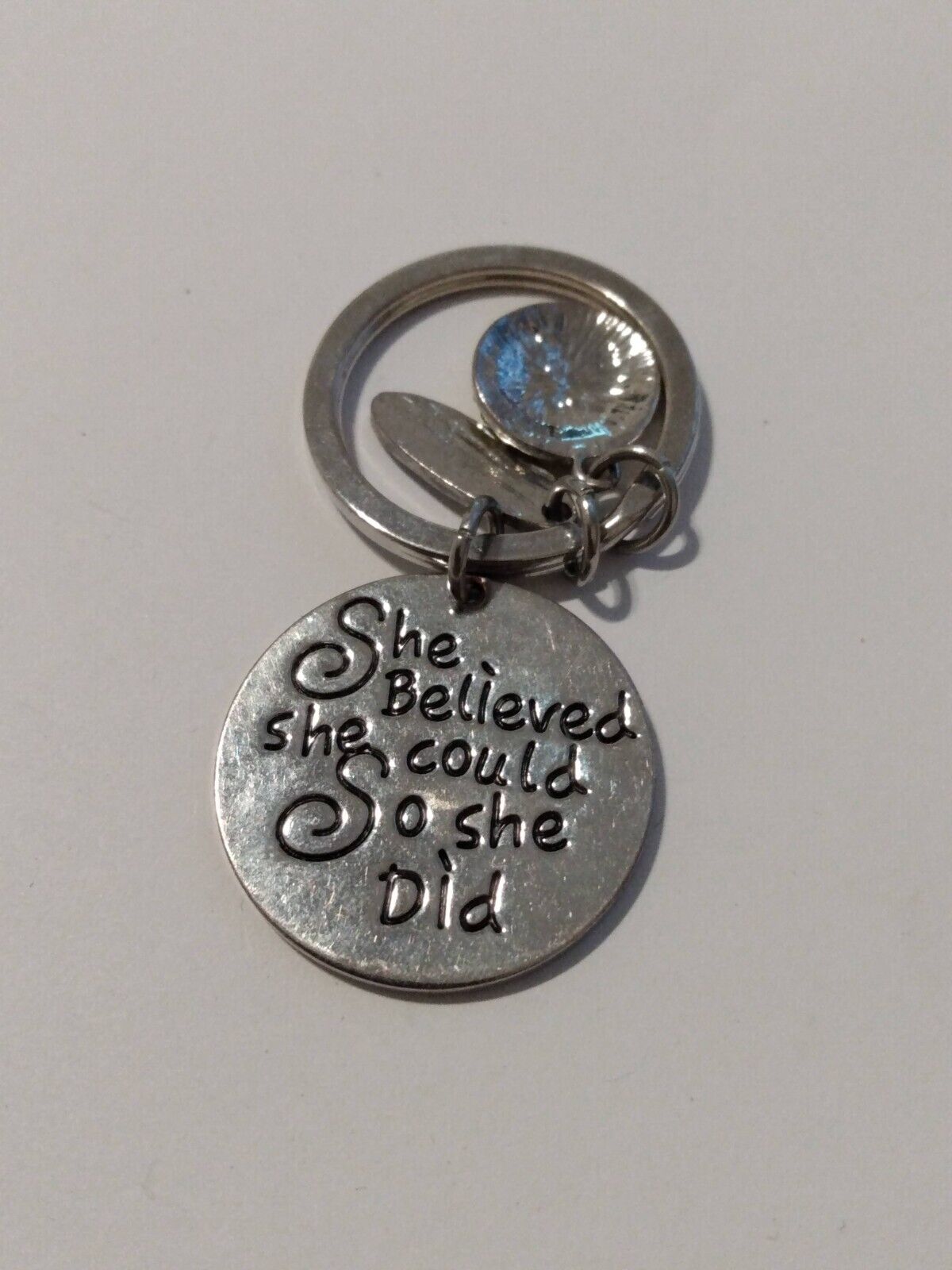 She Believed She Could So She Did I+ Softball nspirational Keychain Charms