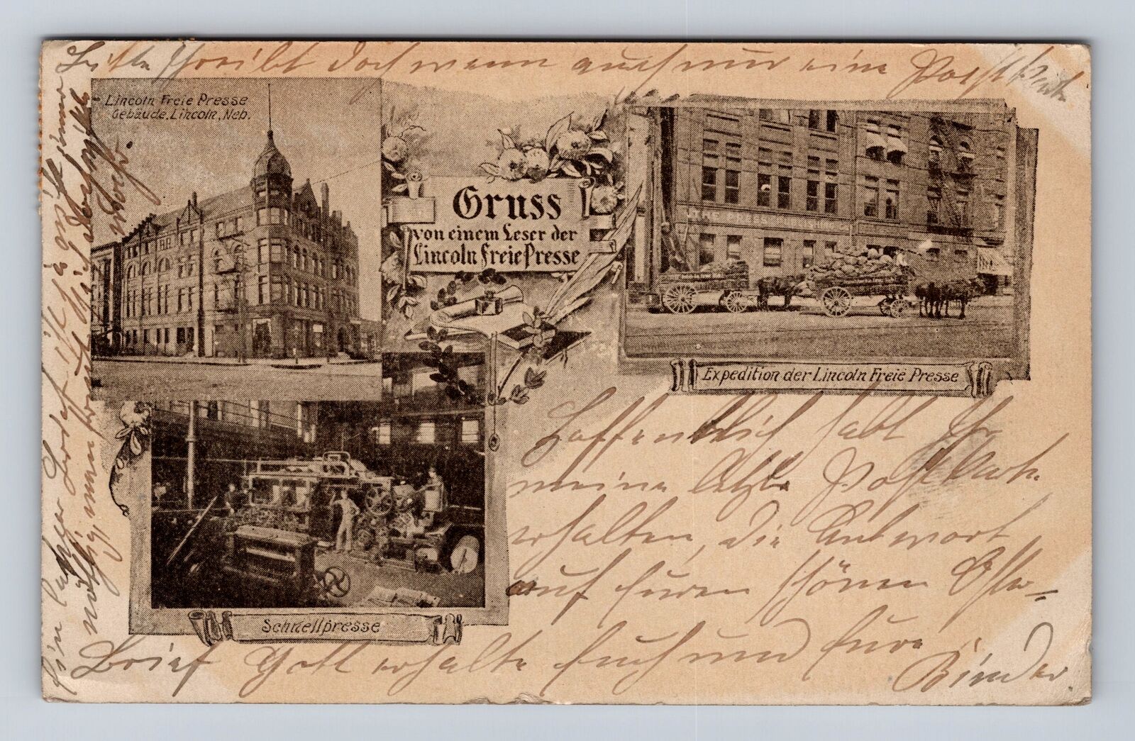 Lincoln NE-Nebraska, Lincoln Free Press Advertising, Press, Vintage Postcard