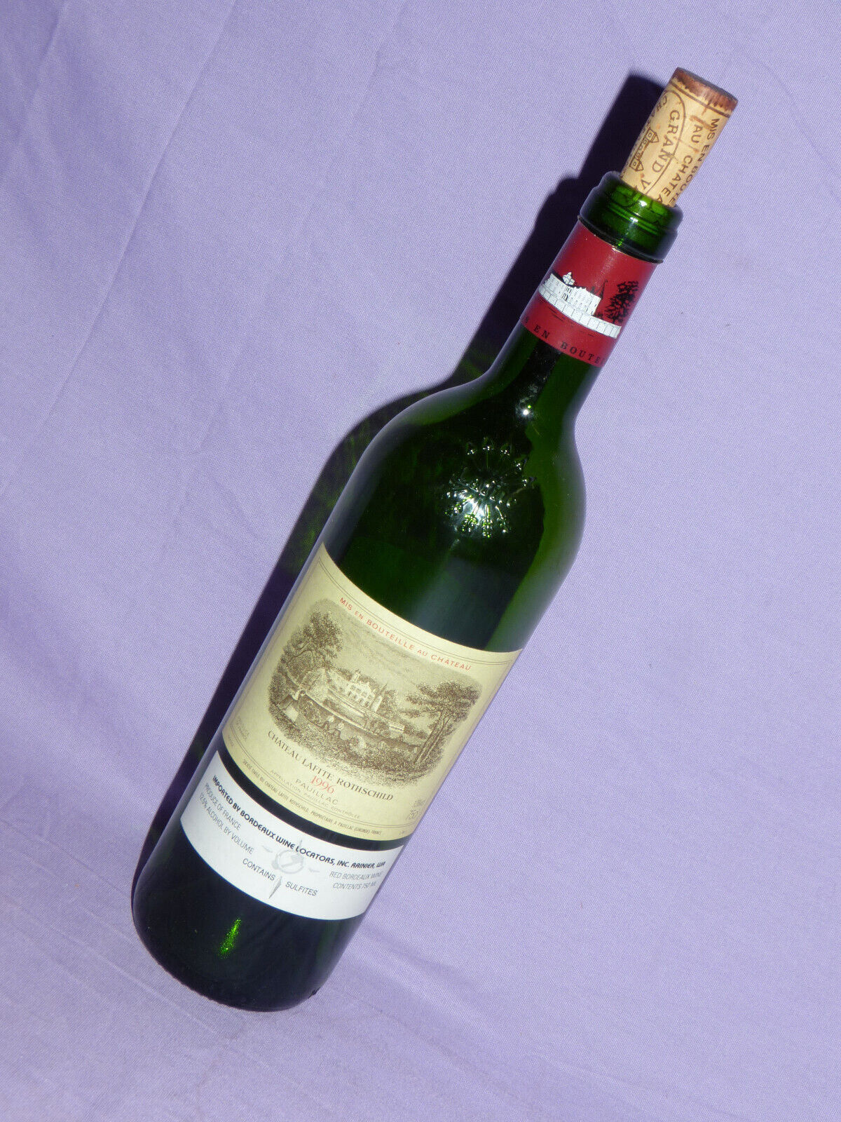 Chateau LAFITE ROTHSCHILD 1996 Empty Vintage Bordeaux Wine Bottle with cork