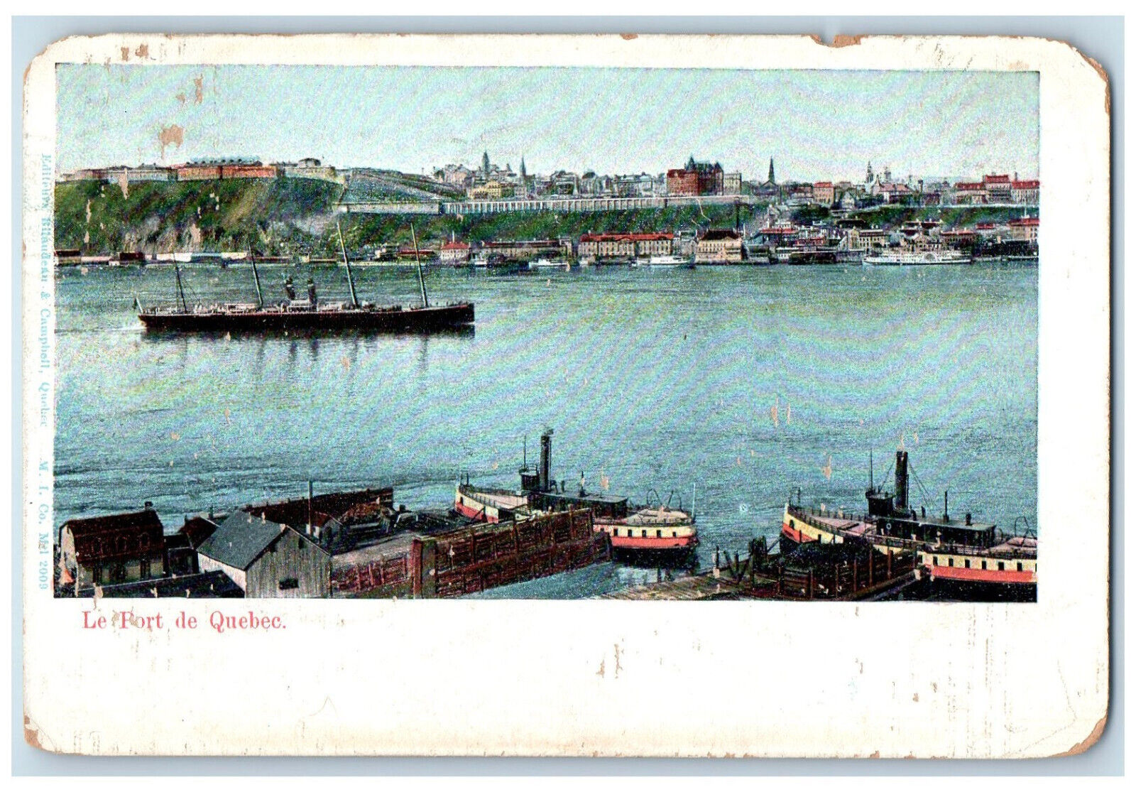 1906 Steamer Buildings Landing Le Fort De Quebec Canada Antique Postcard