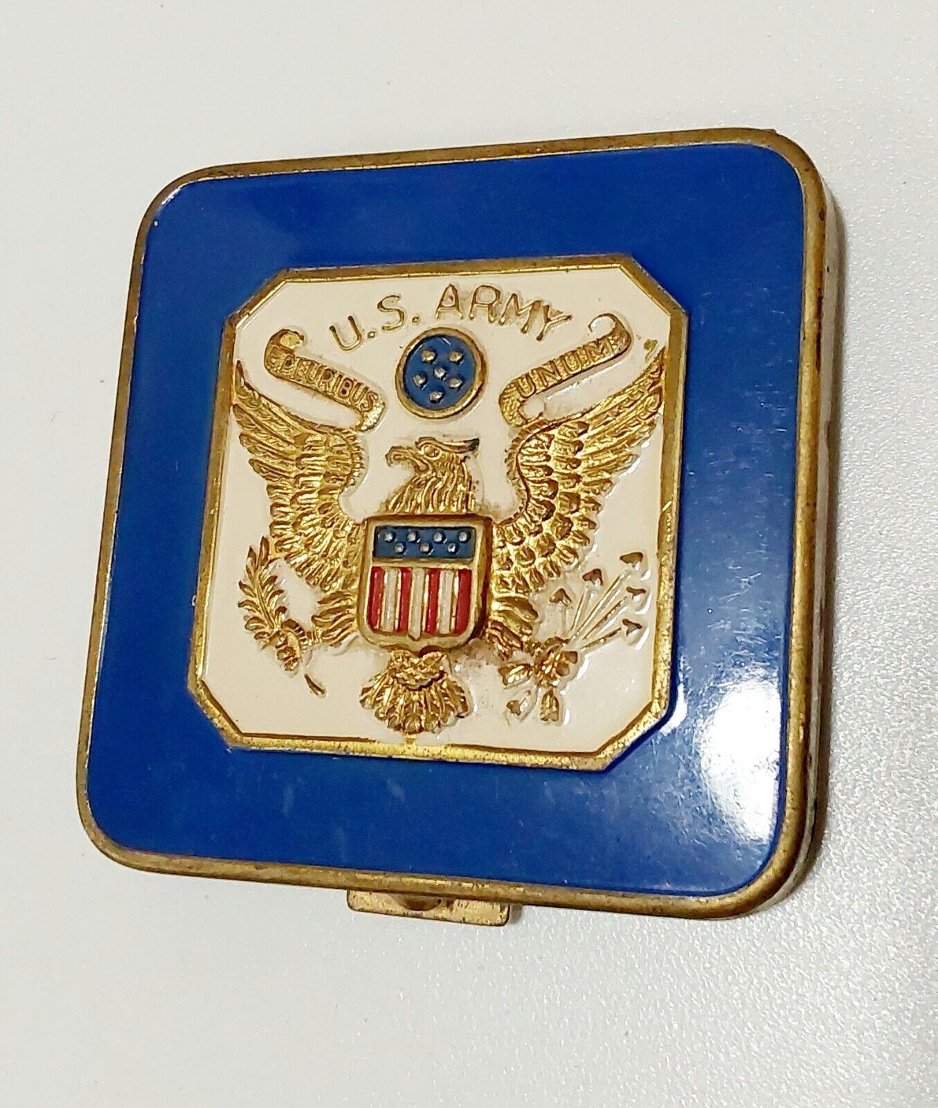 Vintage US Army Sweetheart Makeup Powder Compact Blue&Gold With Mirror and Puff