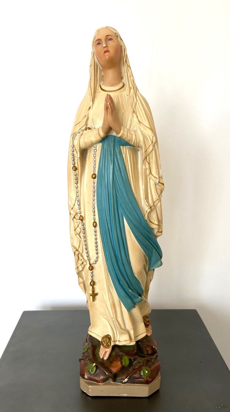 Old Holy Statue Madonna By Lourdes Mary Mother of God Height: 21 5/16in