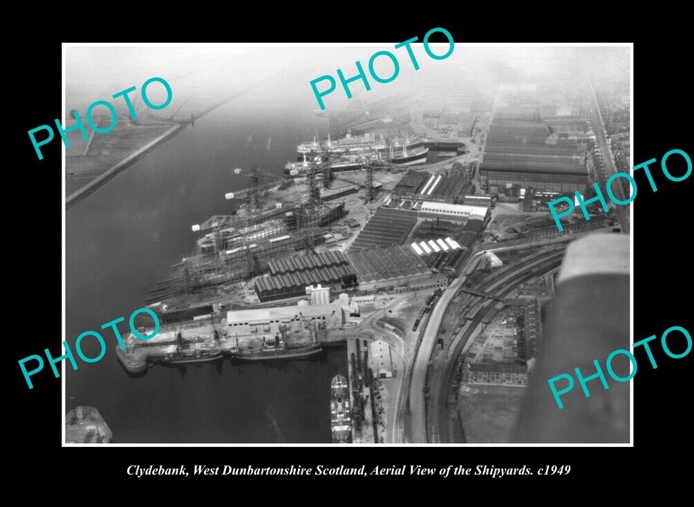 OLD POSTCARD SIZE PHOTO CLYDEBANK SCOTLAND, THE DOCKS & SHIPYARD c1949