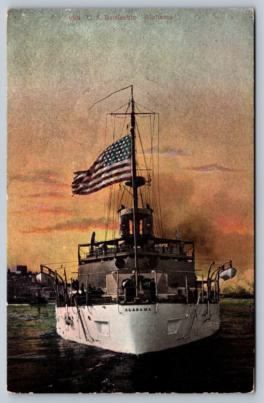C1915 postcard  U.S.S ALABAMA GREAT WHITE FLEET BRITTON & REY
