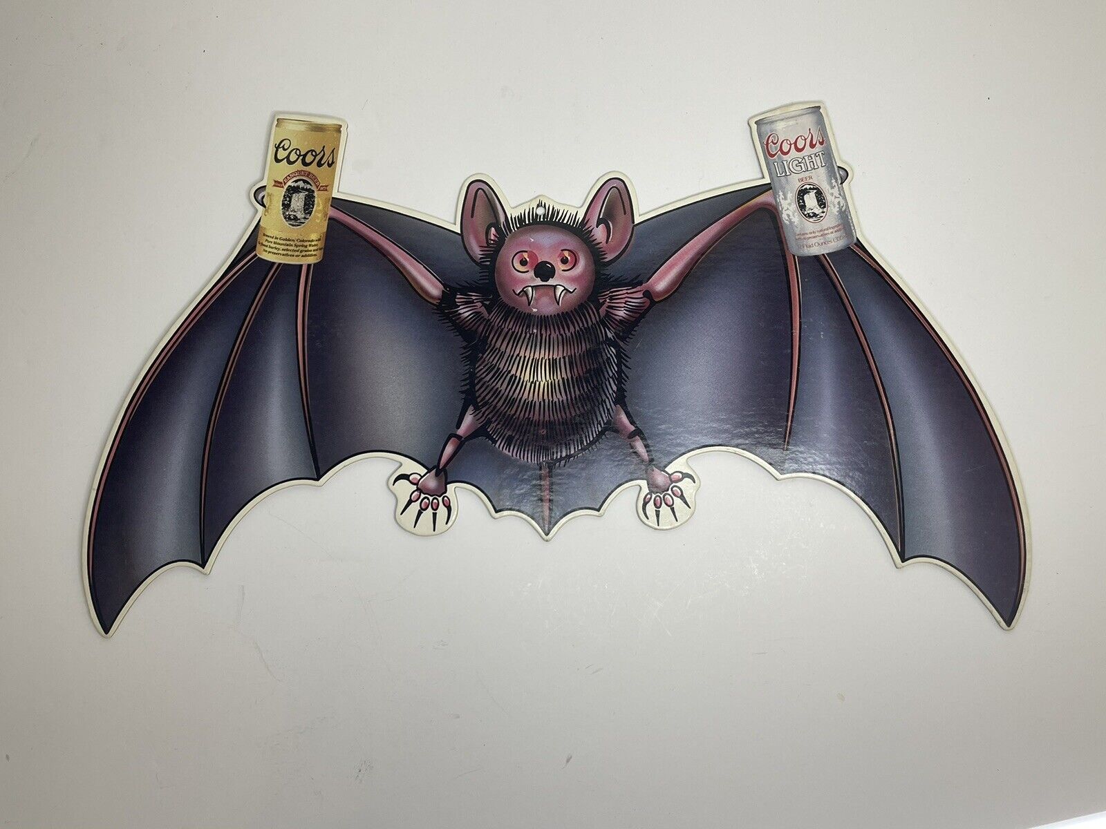 Vintage Coors Beer Halloween Sign Bat - Double Sided