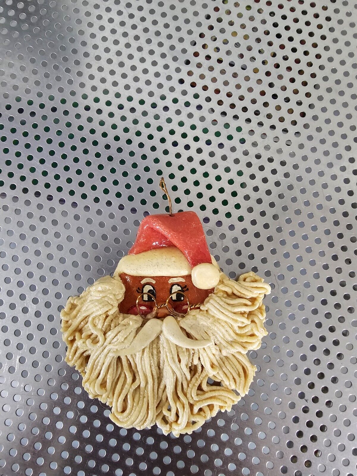 Handmade Vintage Clay Santa Claus Christmas Ornament