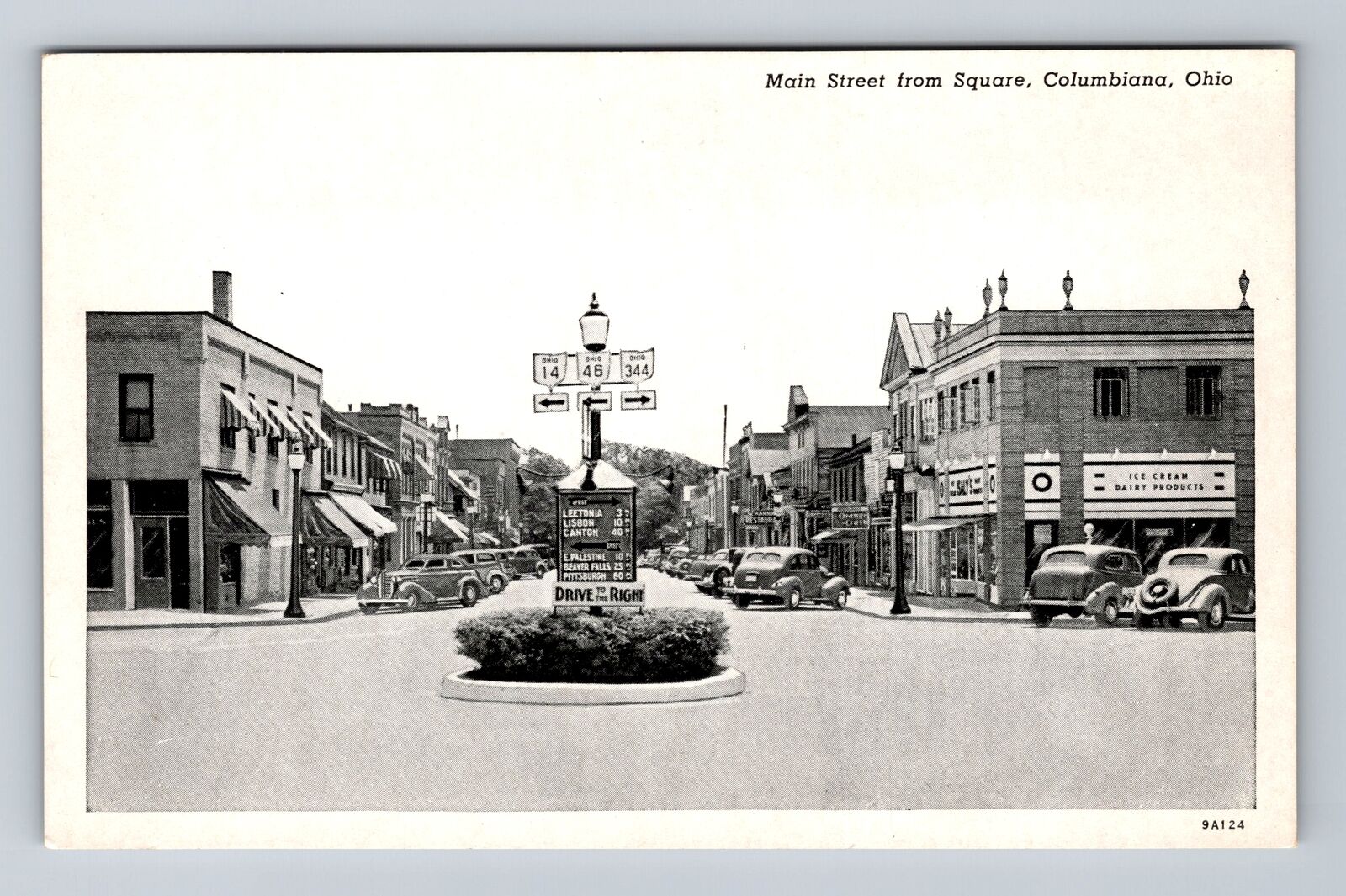Columbiana OH-Ohio, Business District, Main Street from Square Vintage Postcard