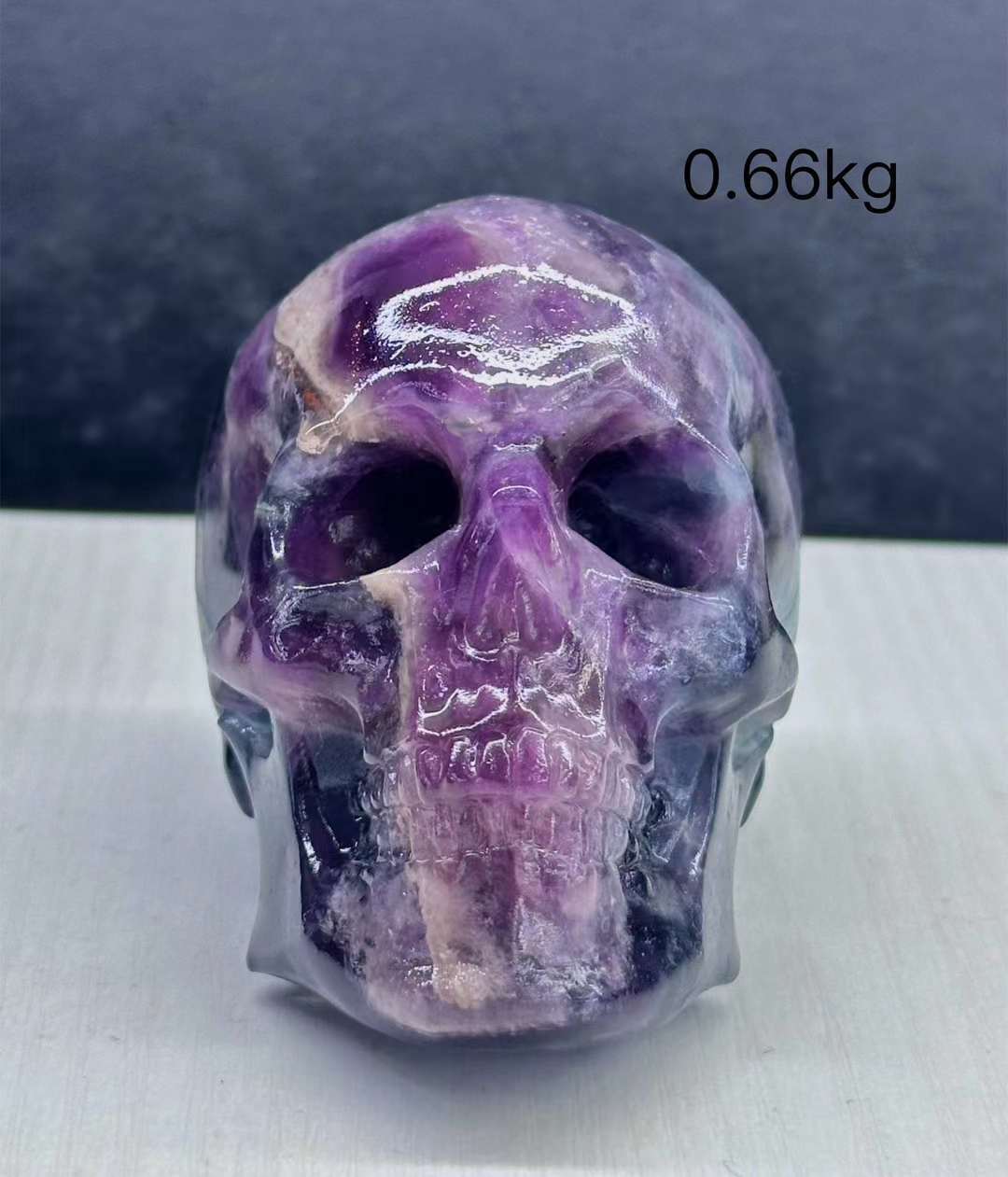 Natural Big skull of colorful fluorite quartz crystal Random 1PC