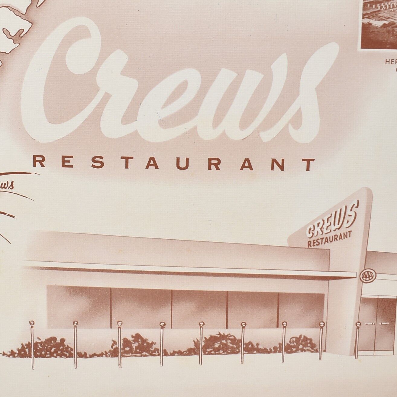 1950s Crews Restaurant Placemat Brunswick Pulp Paper Hercules Powder Cafeteria