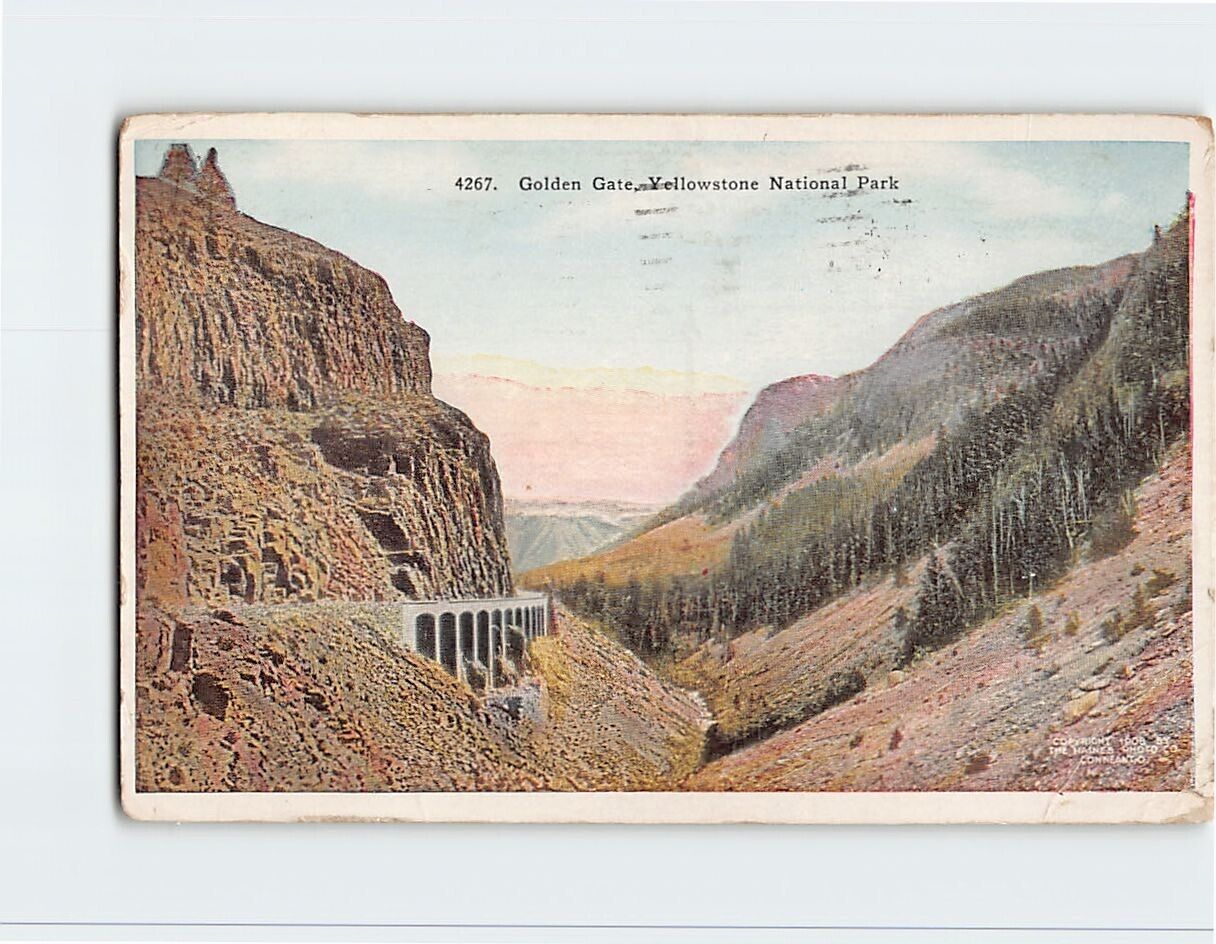 Postcard Golden Gate Yellowstone National Park Wyoming USA