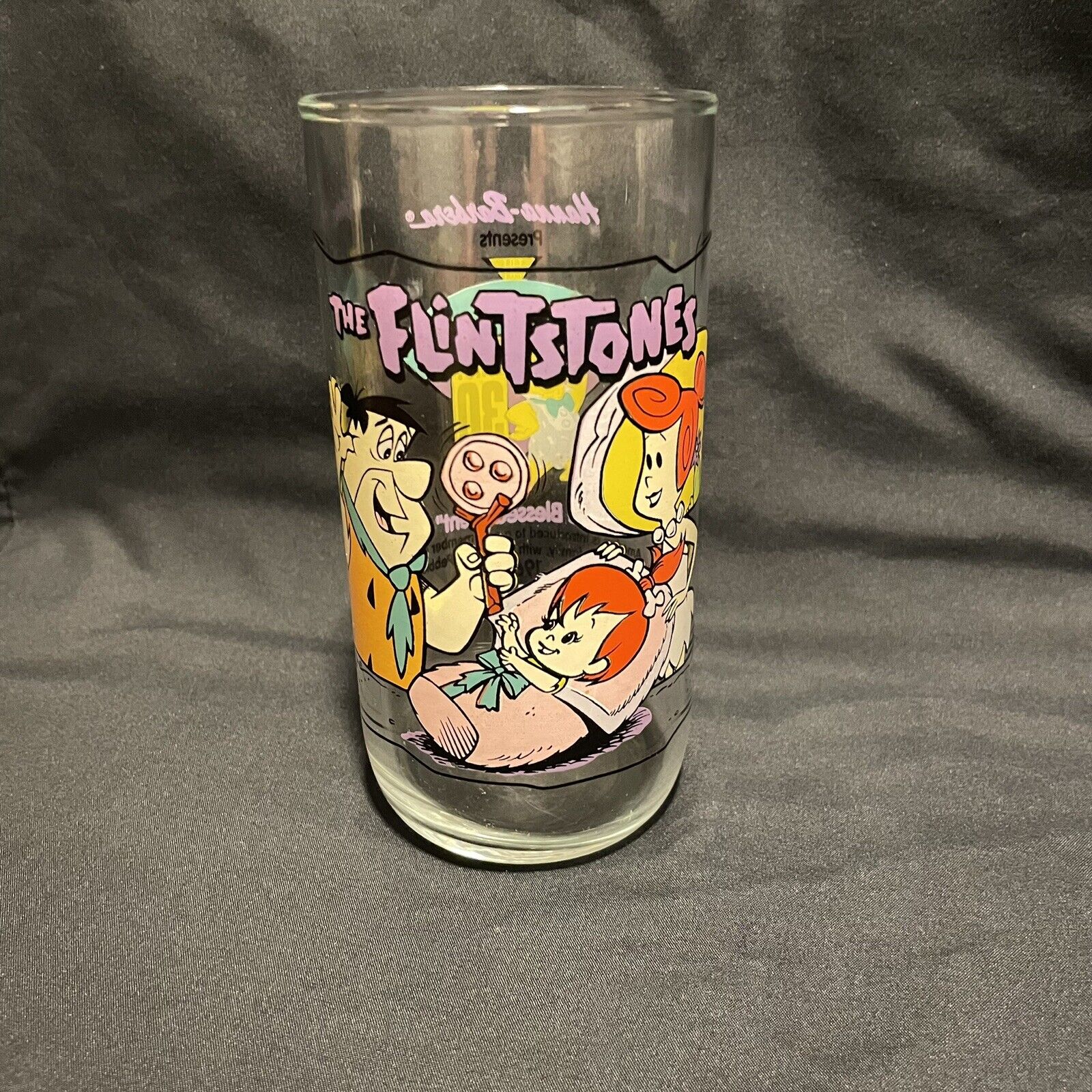 Vintage 90’s Flintstones Glass Hardees - “The Blessed Event