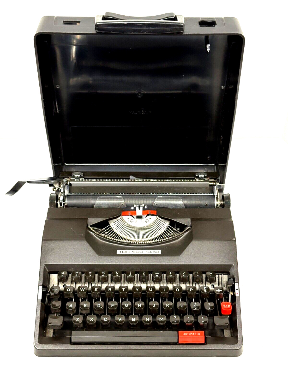 Typewriter TORPEDO 10/50 Working Typewriter with Case Black CUBIC TECHNO PICA
