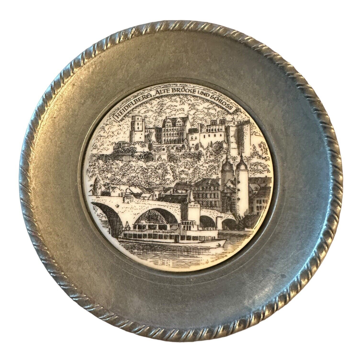 Vintage Heidelberg Alte Brocke Und Schloss miniature souvenir plate Germany