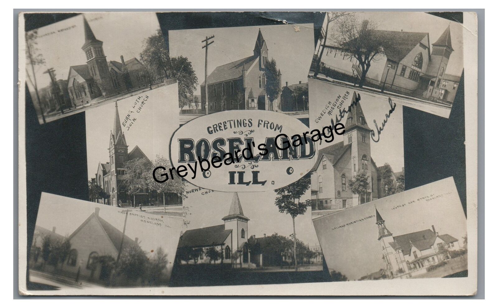 RPPC Multiview Composite Greetings ROSELAND IL Illinois Real Photo Postcard