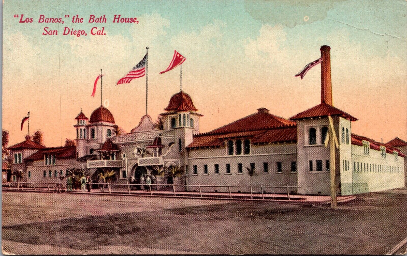 Postcard Los Banos, The Bath House in San Diego, California