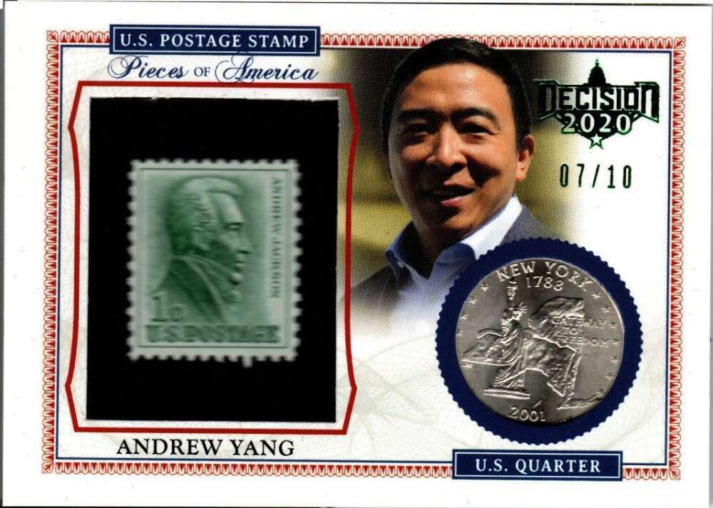2020 Leaf Decision Pieces of America Quarter/Stamp Green Relic Andrew Yang 7/10