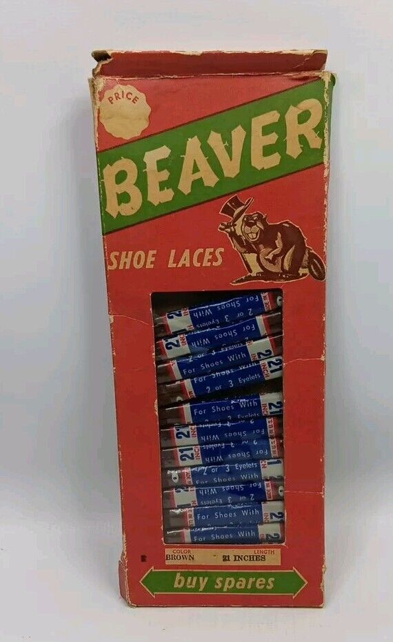 1930s-40s Vintage Store Display BEAVER Shoe Laces 19 Pairs NOS 21
