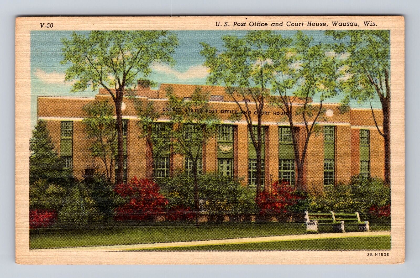 Wausau WI-Wisconsin, United States Post Office, Antique, Vintage Postcard