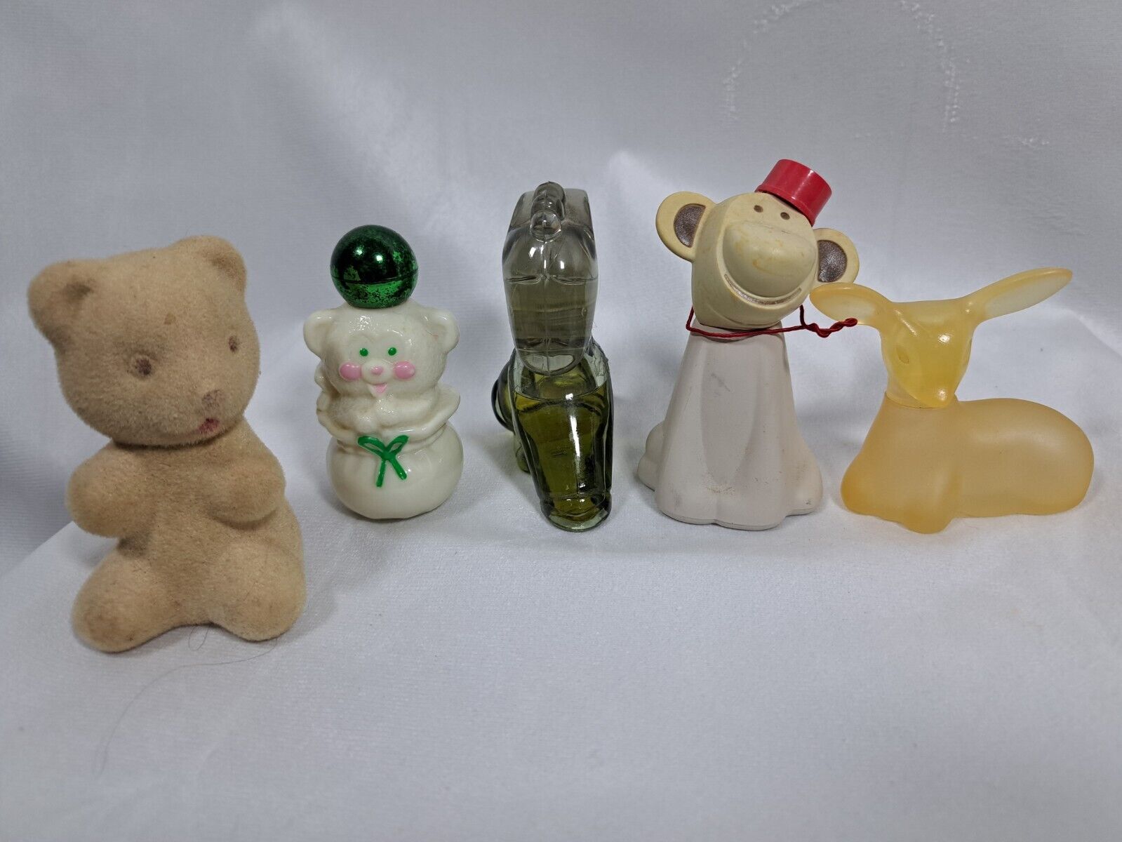 Lot of 5 Vintage Avon Perfume Bottles Deer, Monkey, Bear & more